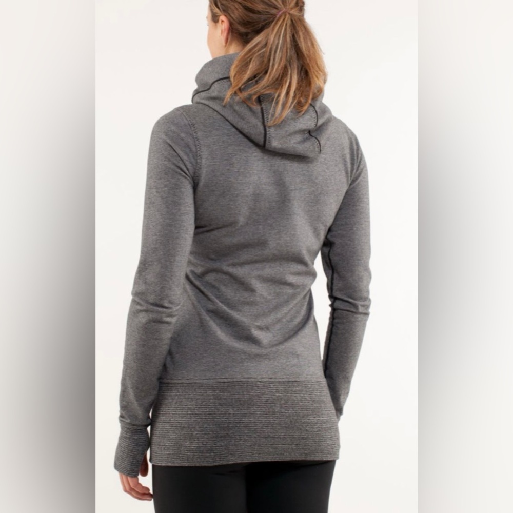 Lululemon Live Simply Jacket White Black Mircostripe Hoodie View 3